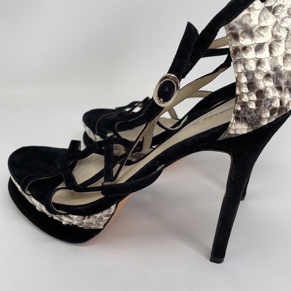 Alexandre Birman Shoes Heels Sandals Python Snakeskin Black Suede Leather 9.5 - Picture 9 of 14